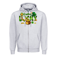 Heather Grey feeling lucky Zipper Hoodie - FaDigitalArtStudio
