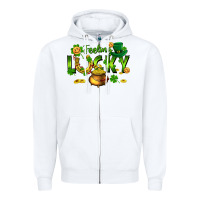 White feeling lucky Zipper Hoodie - FaDigitalArtStudio