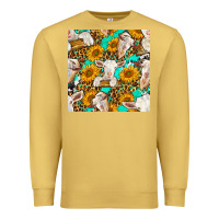 Antique Gold sunflowers and goat western seamless pattern Premium Sweatshirt - BundleAndBundleShop