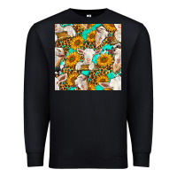 Black sunflowers and goat western seamless pattern Premium Sweatshirt - BundleAndBundleShop
