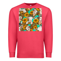 Cardinal sunflowers and goat western seamless pattern Premium Sweatshirt - BundleAndBundleShop