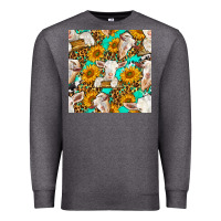 Charcoal Heather sunflowers and goat western seamless pattern Premium Sweatshirt - BundleAndBundleShop