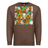 Chestnut sunflowers and goat western seamless pattern Premium Sweatshirt - BundleAndBundleShop