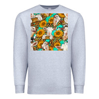 Heather Grey sunflowers and goat western seamless pattern Premium Sweatshirt - BundleAndBundleShop