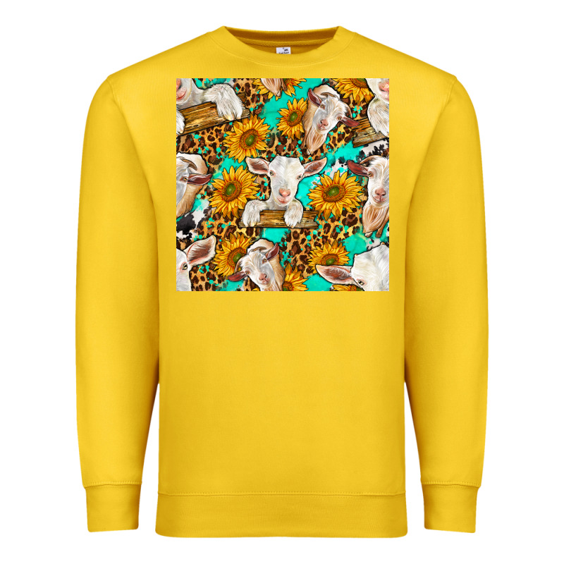 Sunflowers And Goat Western Seamless Pattern Premium Sweatshirt by BundleAndBundleShop | Teevron