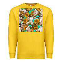 Lemon sunflowers and goat western seamless pattern Premium Sweatshirt - BundleAndBundleShop