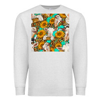 Oatmeal Heather sunflowers and goat western seamless pattern Premium Sweatshirt - BundleAndBundleShop