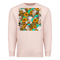 Pale Pink sunflowers and goat western seamless pattern Premium Sweatshirt - BundleAndBundleShop