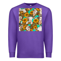 Purple sunflowers and goat western seamless pattern Premium Sweatshirt - BundleAndBundleShop
