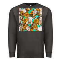 Smoke sunflowers and goat western seamless pattern Premium Sweatshirt - BundleAndBundleShop