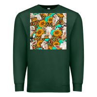 Sports Green sunflowers and goat western seamless pattern Premium Sweatshirt - BundleAndBundleShop