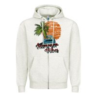 Oatmeal Heather summer vibes Zipper Hoodie - SublimationCraftShop