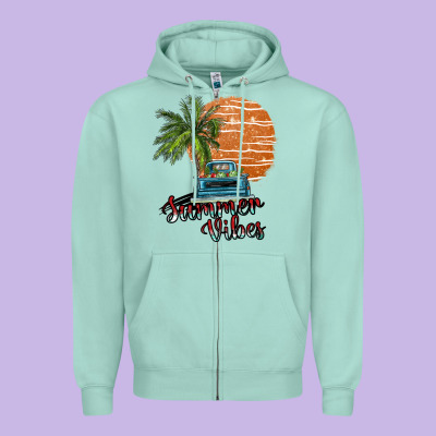 Summer Vibes Zipper Hoodie Designed By Sublimationcraftshop