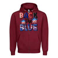 Burgundy Back the blue 4th of july Zipper Hoodie - CowGirlArtShop
