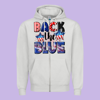 Back The Blue 4th Of July Zipper Hoodie Designed By Cowgirlartshop