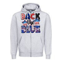 Heather Grey Back the blue 4th of july Zipper Hoodie - CowGirlArtShop