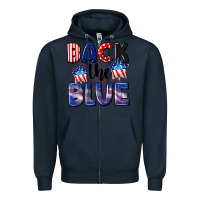 Navy Back the blue 4th of july Zipper Hoodie - CowGirlArtShop