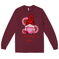 Burgundy happy valentine's day gnomes with sunflower Long Sleeve Tee - RanaPortraitStore
