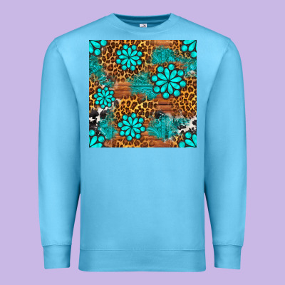 Leopard Gemstone Seamless Pattern Premium Sweatshirt Designed By Bundleandbundleshop