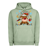 Pigment Oil Green christmas deer school Urban Hoodie - MaliasSmallBusiness