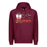 Burgundy v is for valentine venti Premium Hoodie - MaliasSmallBusiness