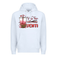 White v is for valentine venti Premium Hoodie - MaliasSmallBusiness