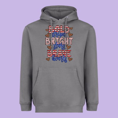Bold Stripes Bright Stars Brave Hearts Heavyweight Hoodie Designed By Jahusdesignshop