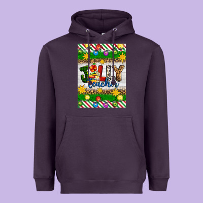 Christmas Jolly Teacher Heavyweight Hoodie Designed By Artiststas