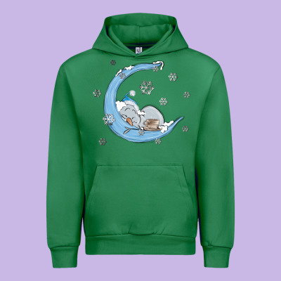Snowman And Moon Urban Hoodie Designed By Maliassmallbusiness
