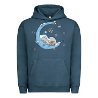 Pigment Midnight Navy snowman and moon Urban Hoodie - MaliasSmallBusiness