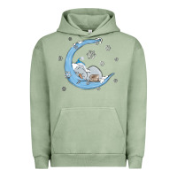 Pigment Oil Green snowman and moon Urban Hoodie - MaliasSmallBusiness