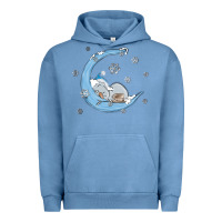 Pigment Pebble Blue snowman and moon Urban Hoodie - MaliasSmallBusiness