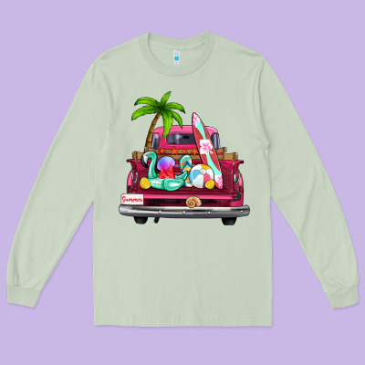 Summer Truck Farm Truck Long Sleeve Tee Designed By Zillion Design Studio