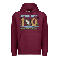 Burgundy flying into 100 days of school Premium Hoodie - MaliasSmallBusiness