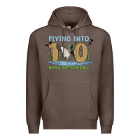 Coffee flying into 100 days of school Premium Hoodie - MaliasSmallBusiness