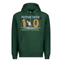 Sports Green flying into 100 days of school Premium Hoodie - MaliasSmallBusiness