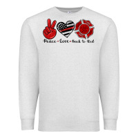 Oatmeal Heather peace love back to red Premium Sweatshirt - Artiststas