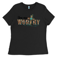 Black you are worthy cross Ladies Tee - BarkalooDesign