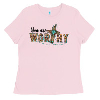 Bubblegum Pink you are worthy cross Ladies Tee - BarkalooDesign