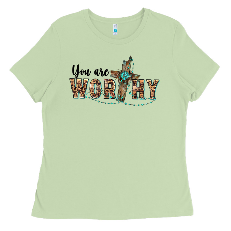 You Are Worthy Cross Ladies Tee by BarkalooDesign | Teevron