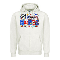 Oatmeal Heather American Nurse Zipper Hoodie - Neo Western