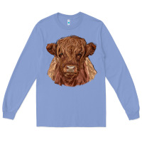 Colony Blue highland cow Long Sleeve Tee - RanaPortraitStore