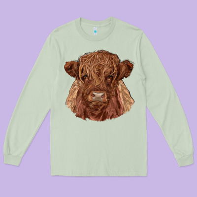 Highland Cow Long Sleeve Tee Designed By Ranaportraitstore