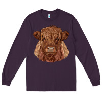 Plum highland cow Long Sleeve Tee - RanaPortraitStore