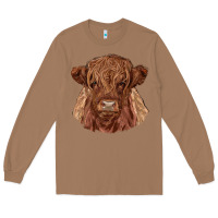 Toasted Coconut highland cow Long Sleeve Tee - RanaPortraitStore