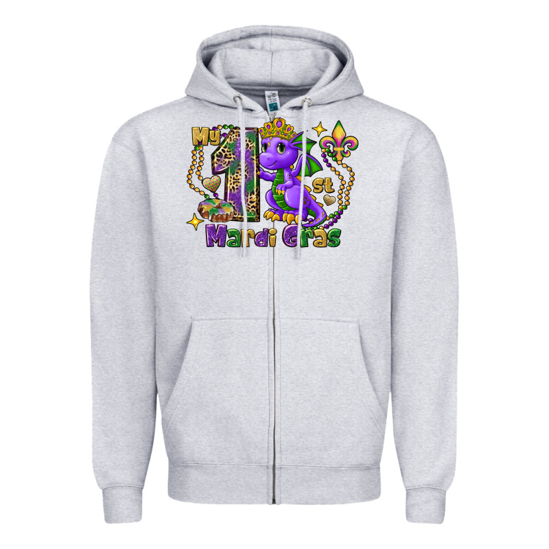 Dragon My First Mardi Gras Zipper Hoodie by FaDigitalArtStudio | Teevron