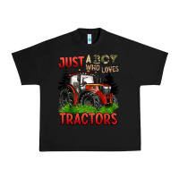 Black just a boy who loves tractors red tractor Urban Heavy Tee - BarkalooDesign