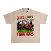 French Oak just a boy who loves tractors red tractor Urban Heavy Tee - BarkalooDesign