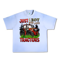 Grape Ice just a boy who loves tractors red tractor Urban Heavy Tee - BarkalooDesign