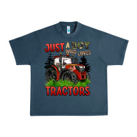 Midnight Navy just a boy who loves tractors red tractor Urban Heavy Tee - BarkalooDesign